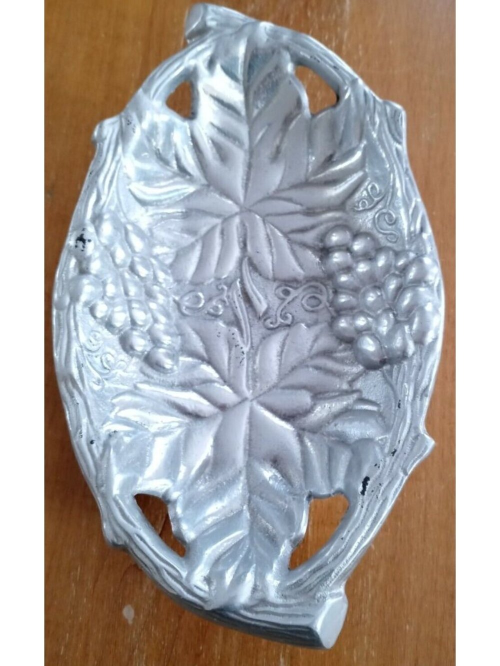 80s RH Macys Silver Cast Metal Serving Tray Rustic Footed Multiuse Hot Cold